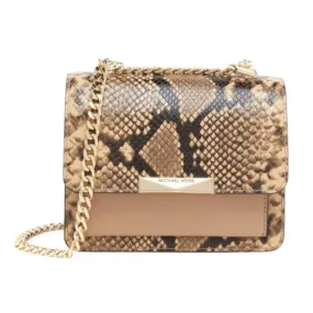 Michael Kors Jade Python Gusset Cross Body Bag | Camel - 32T1LJ4COE