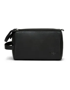 Montoro Leather Wash Bag in Black