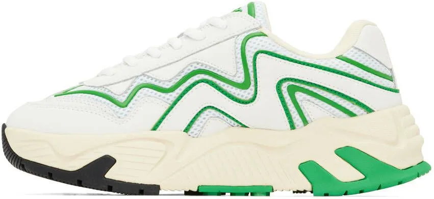 MSGM White & Green Vortex Sneakers