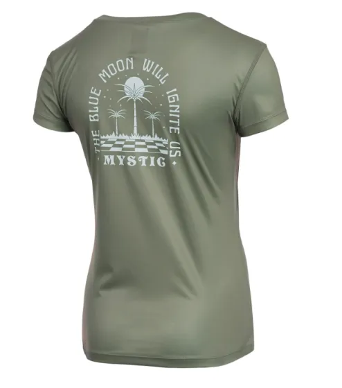 Mystic Ignite Short Sleeve Womens Rash Vest - Olive Green