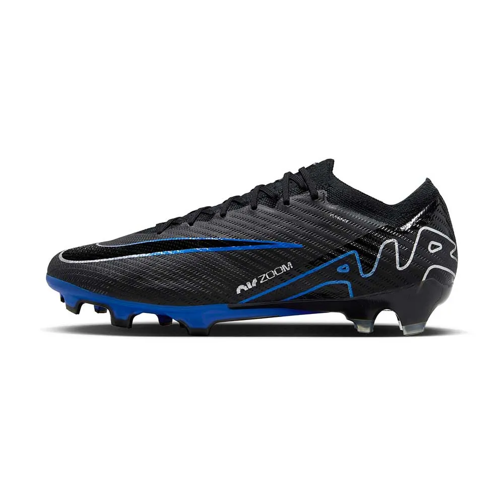 Nike Zoom Mercurial Vapor 15 Elite FG Soccer Cleat- Black/Chrome-Hyper Blue- Regular (D)