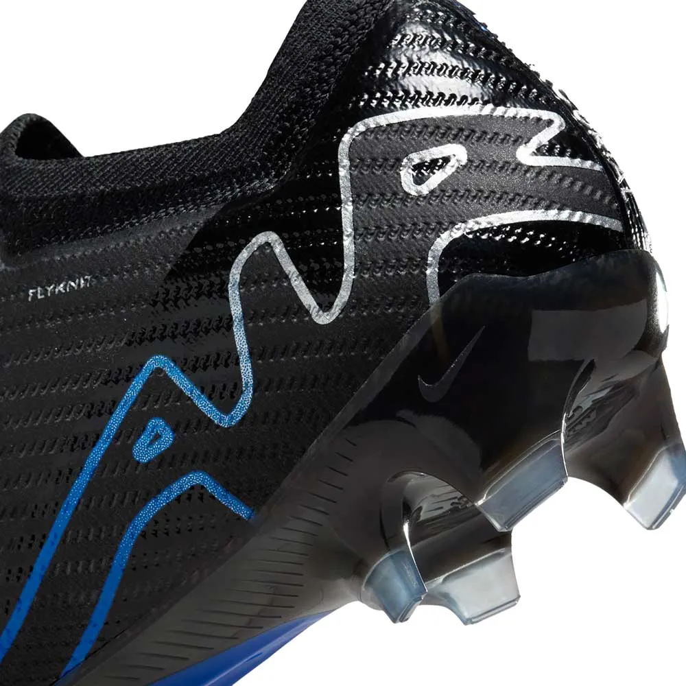 Nike Zoom Mercurial Vapor 15 Elite FG Soccer Cleat- Black/Chrome-Hyper Blue- Regular (D)