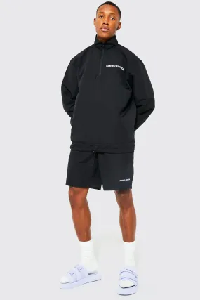 Nylon Limited Half Zip Short Tracksuit | boohooMAN UK