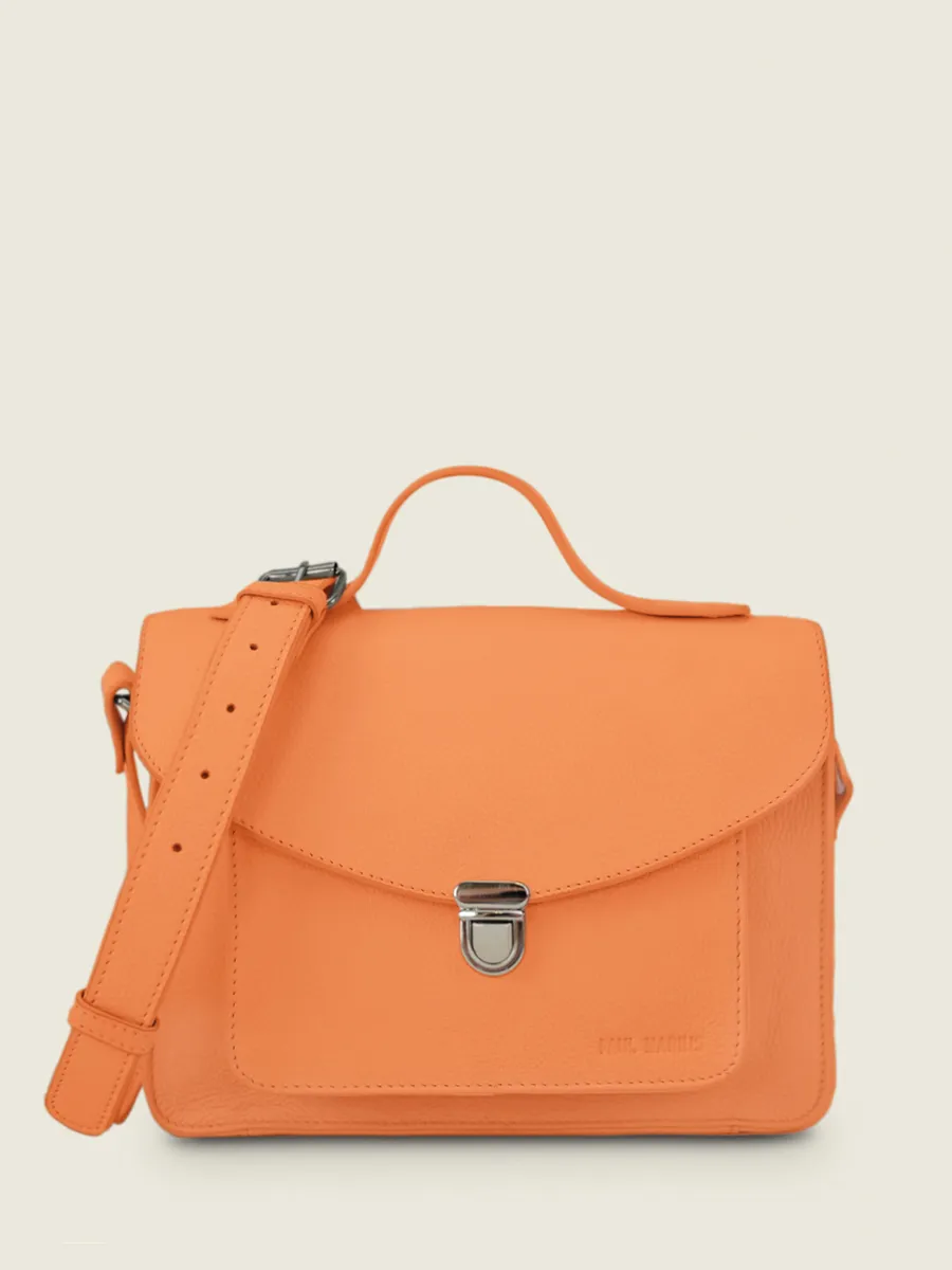 Orange Leather Cross-Body Bag for Women - Mademoiselle George Pastel Apricot | PAUL MARIUS