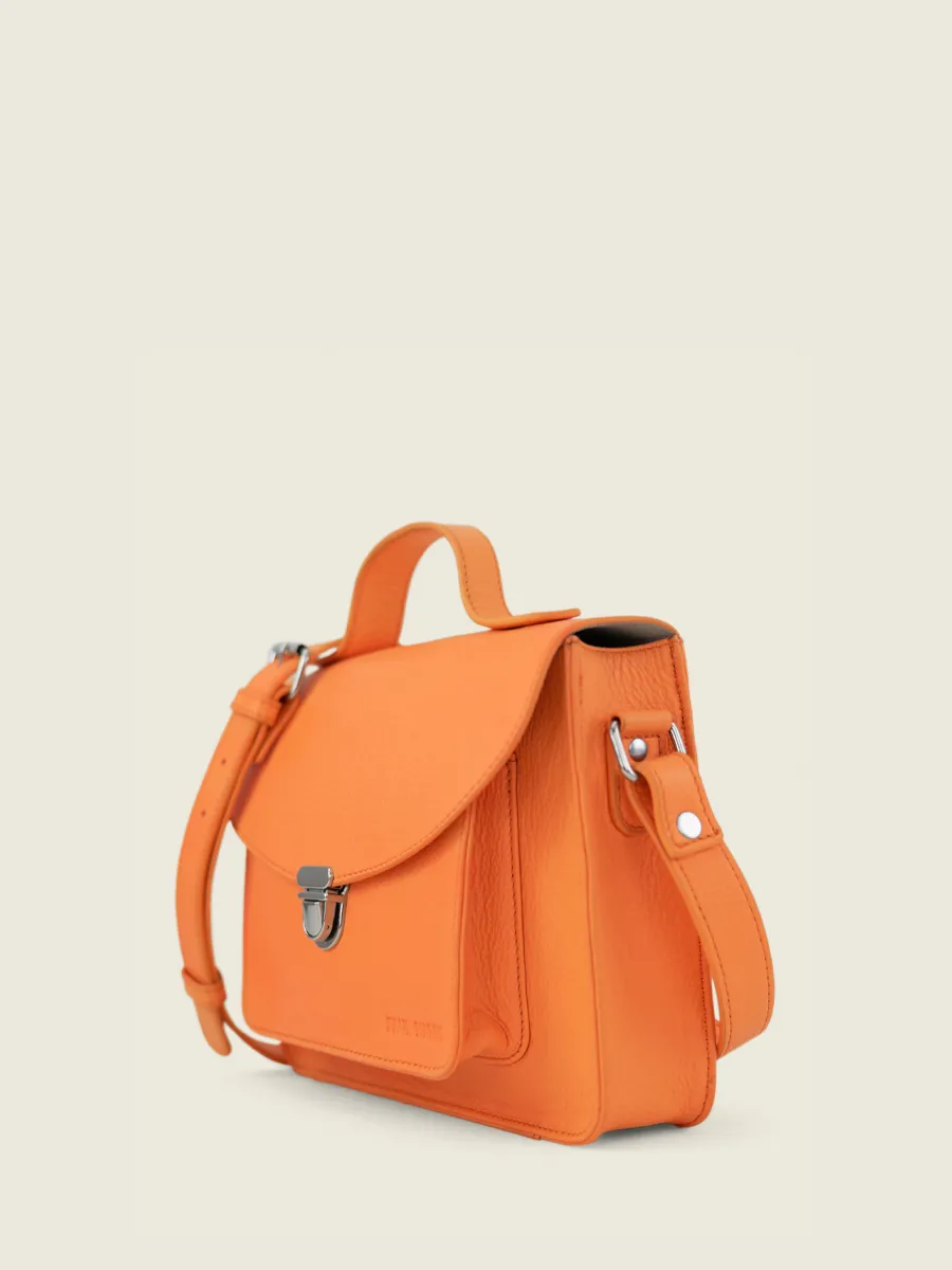 Orange Leather Cross-Body Bag for Women - Mademoiselle George Pastel Apricot | PAUL MARIUS