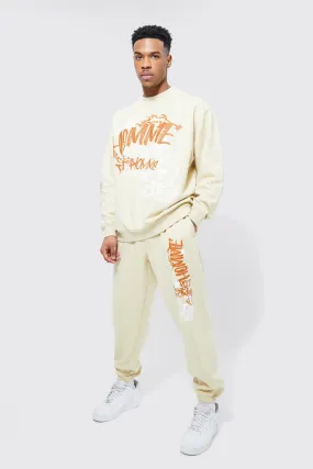 Oversized Graphic Sweatshirt Tracksuit