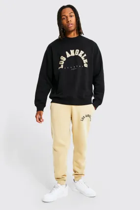 Oversized Los Angeles Sweatshirt Tracksuit | boohooMAN UK