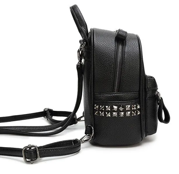 Pink Black Grey Metal Studs Punk Rock Mini Backpack Cross Body Bag