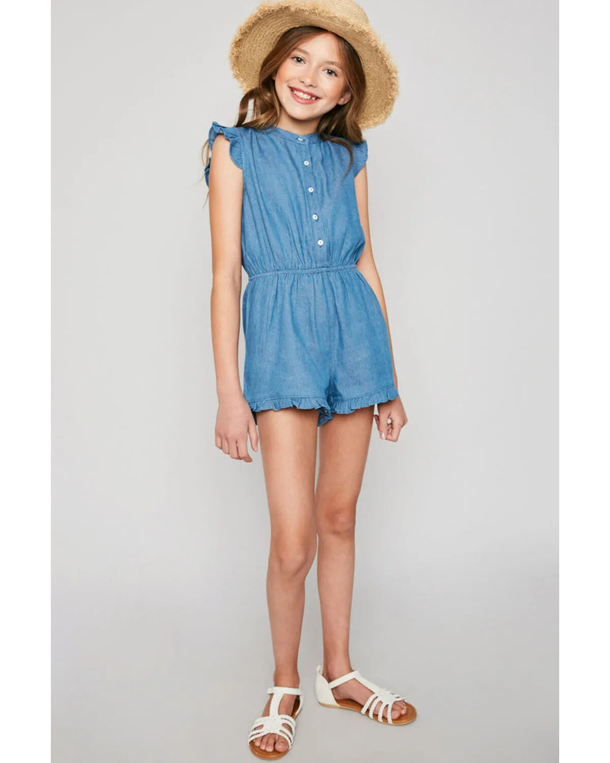 Product Name:  Hayden Girls' Button Down Denim Romper