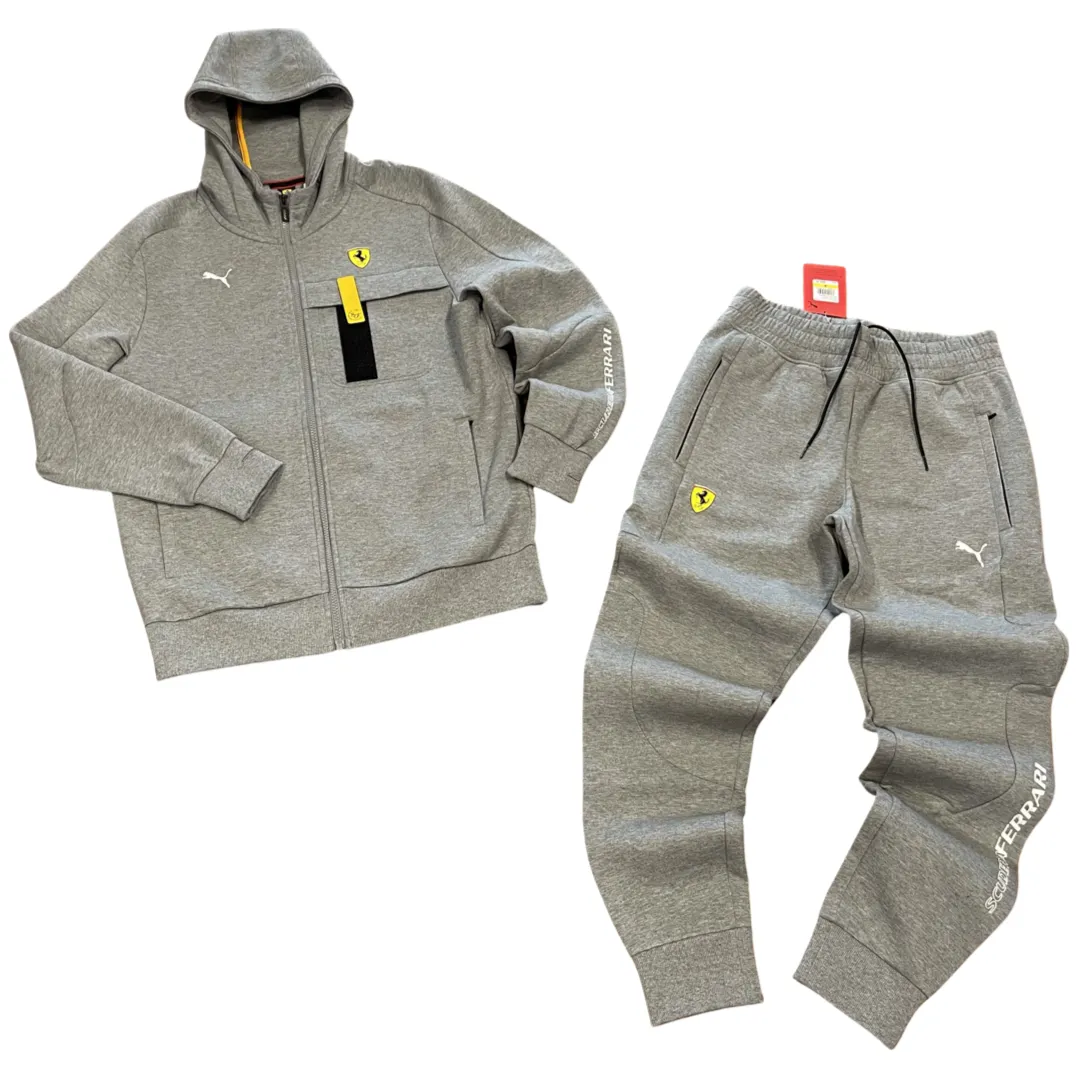 Puma FERRARI RACE HOODED SWT JKT TRACKSUIT Men’s - MEDIUM GRAY HEATHER