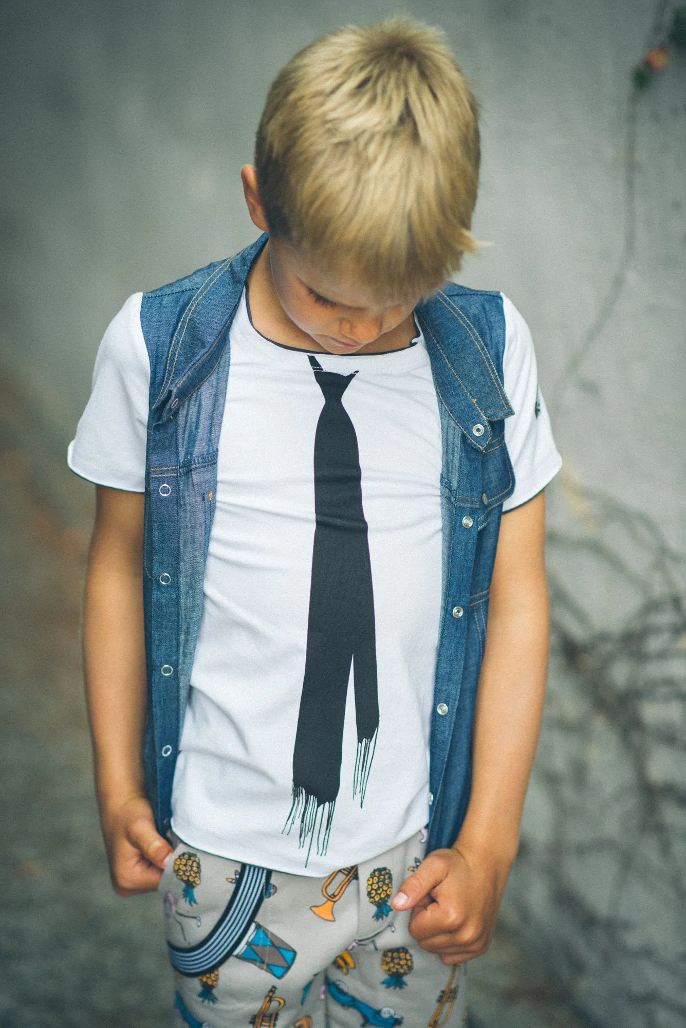 Real Denim Vest Baby T-Shirt by: Mini Shatsu