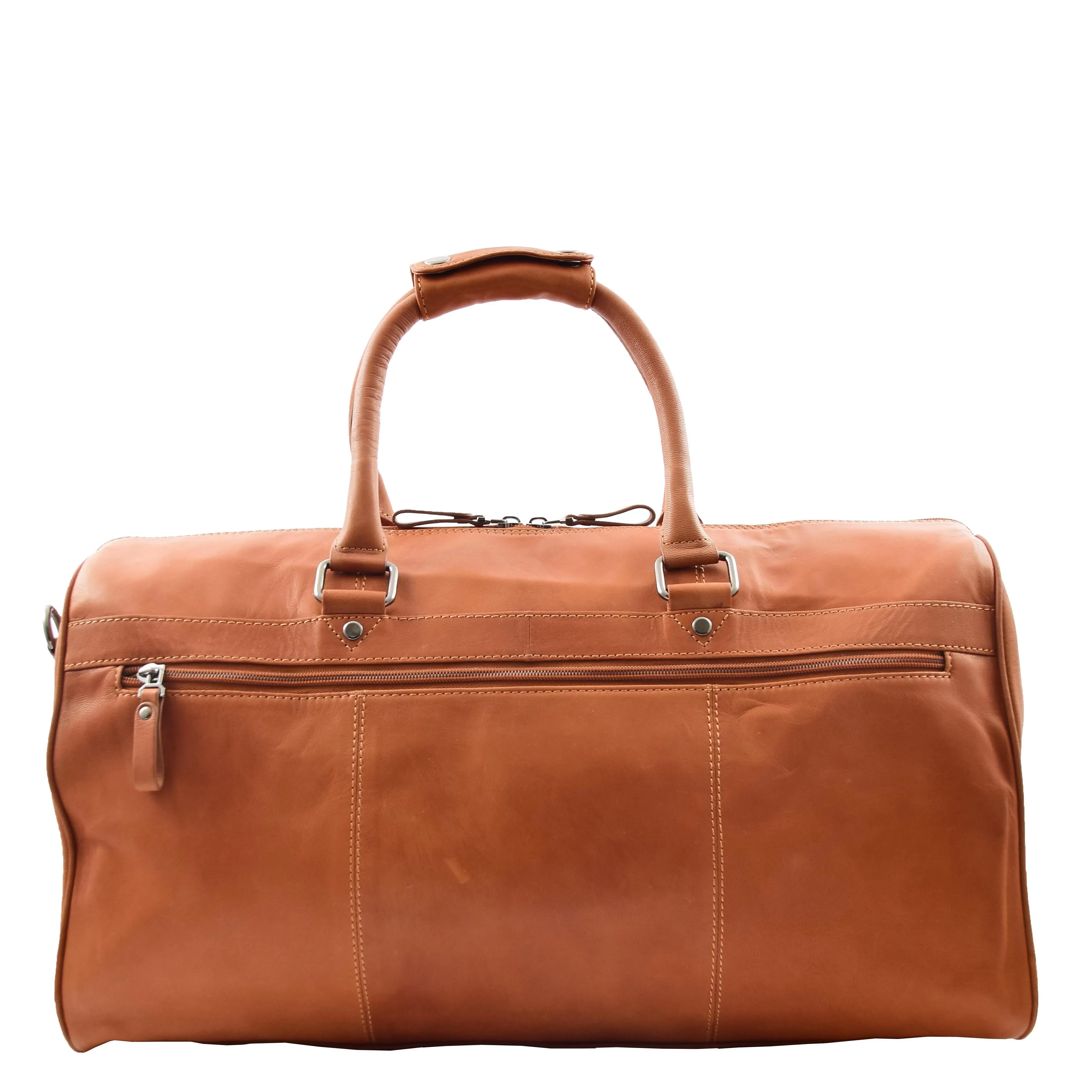 Real Leather Holdall Overnight Barrel Bag Springfield Cognac