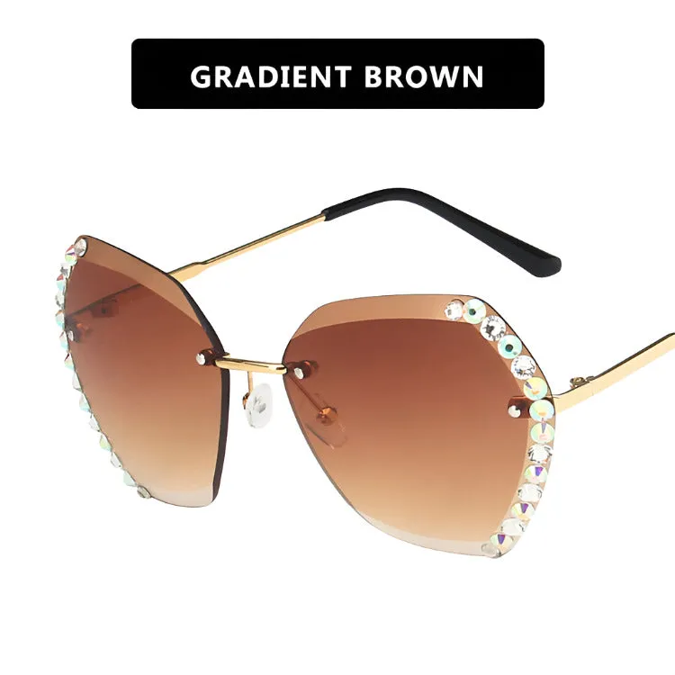 Rimless Diamond-Studded Sunglasses