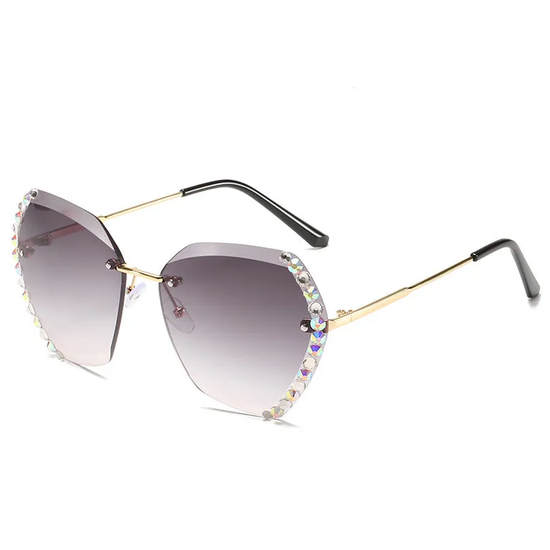 Rimless Diamond-Studded Sunglasses