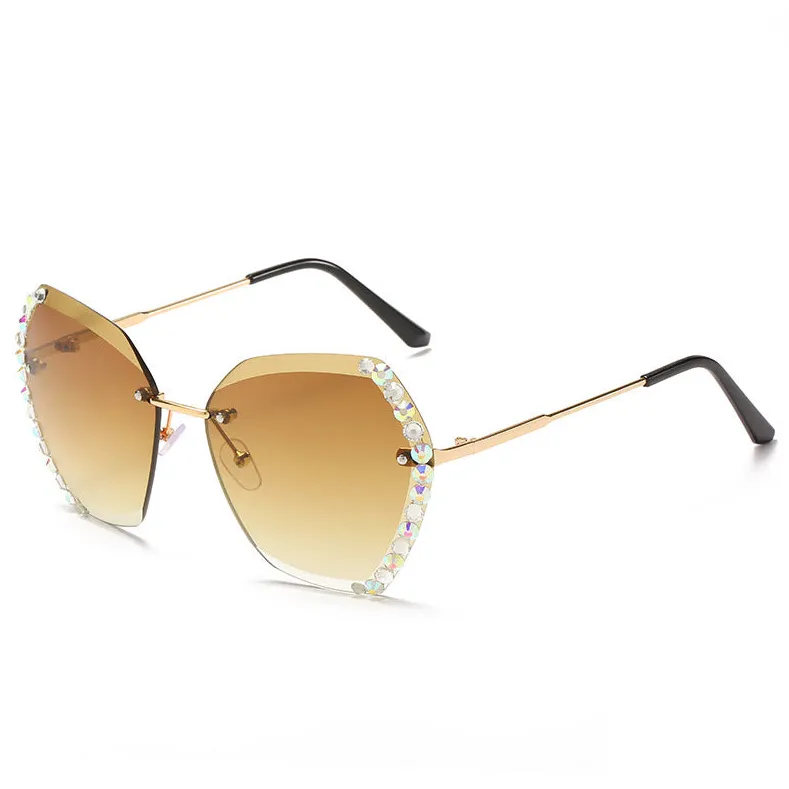 Rimless Diamond-Studded Sunglasses