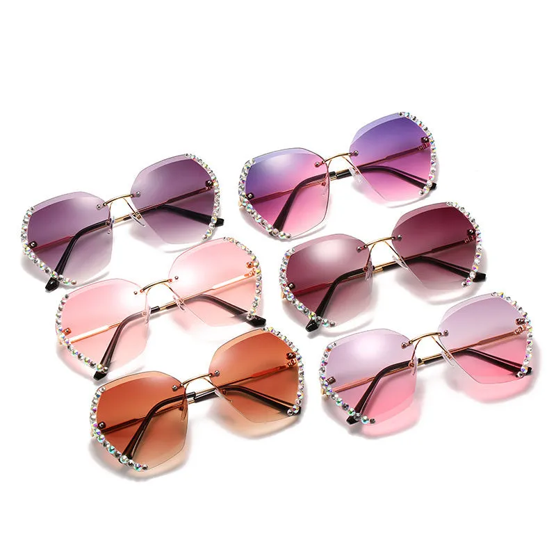 Rimless Diamond-Studded Sunglasses