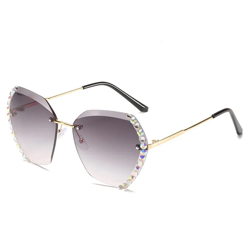 Rimless Diamond-Studded Sunglasses