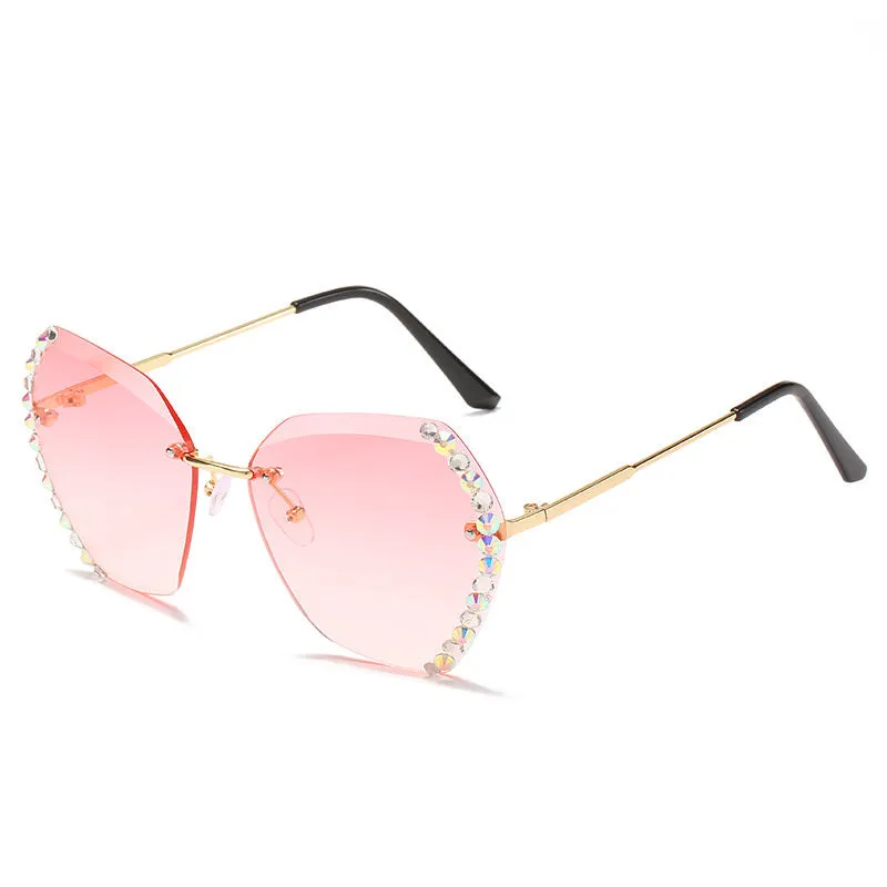 Rimless Diamond-Studded Sunglasses