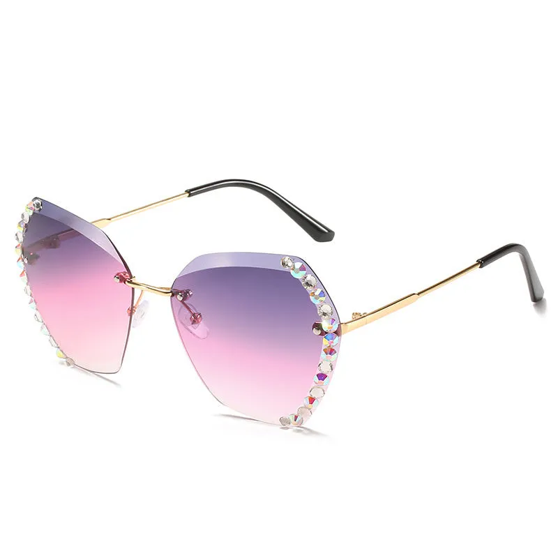 Rimless Diamond-Studded Sunglasses