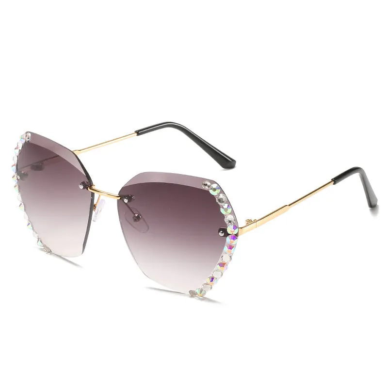 Rimless Diamond-Studded Sunglasses