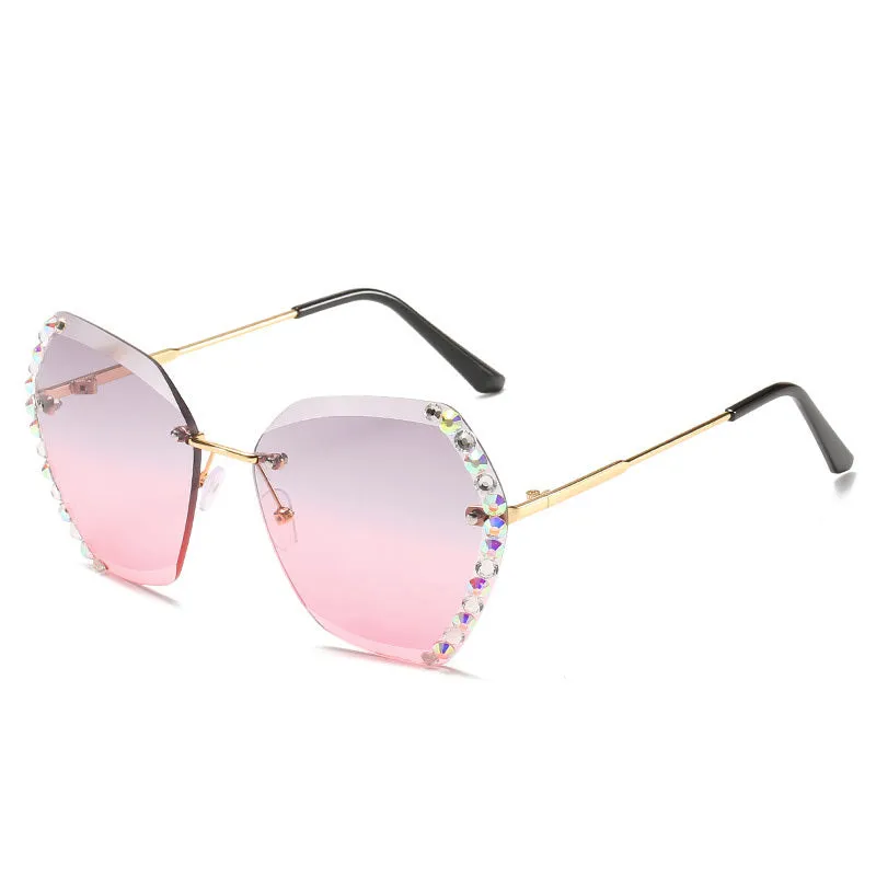 Rimless Diamond-Studded Sunglasses