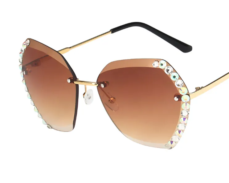 Rimless Diamond-Studded Sunglasses