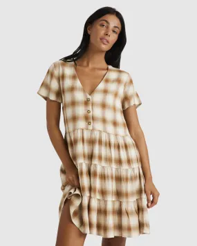 Rvca Plaid Heights Dress - Workwear Brown | SurfStitch