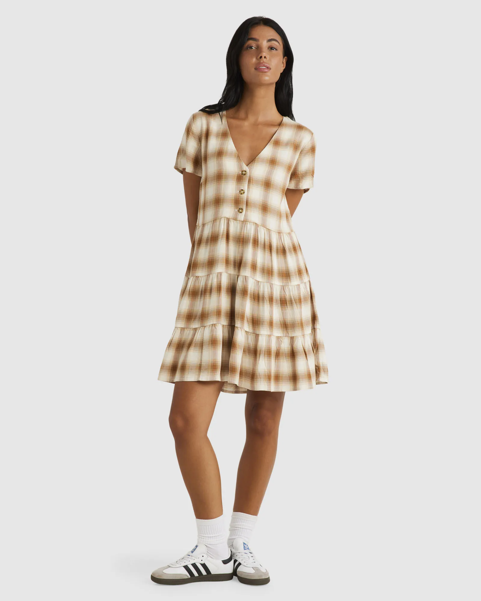 Rvca Plaid Heights Dress - Workwear Brown | SurfStitch