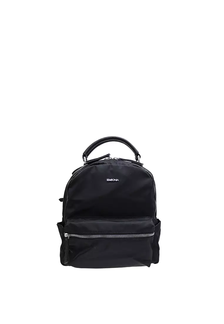 SEMBONIA SEMBONIA LEATHER TRIM NYLON BACKPACK