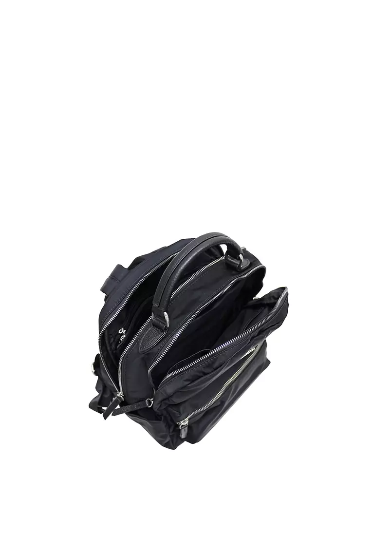 SEMBONIA SEMBONIA LEATHER TRIM NYLON BACKPACK