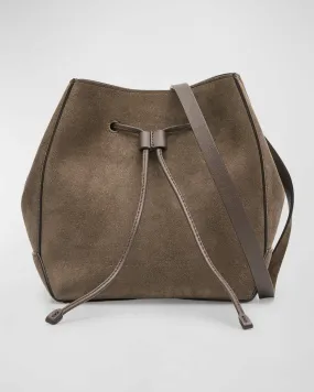 Small Geometric Suede Bucket Bag