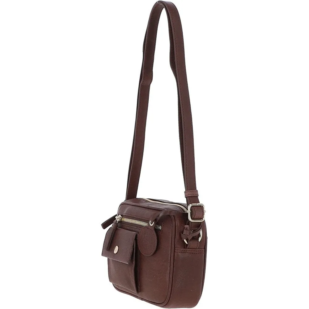 Small Leather Cross Body Bag Brandy - 63010