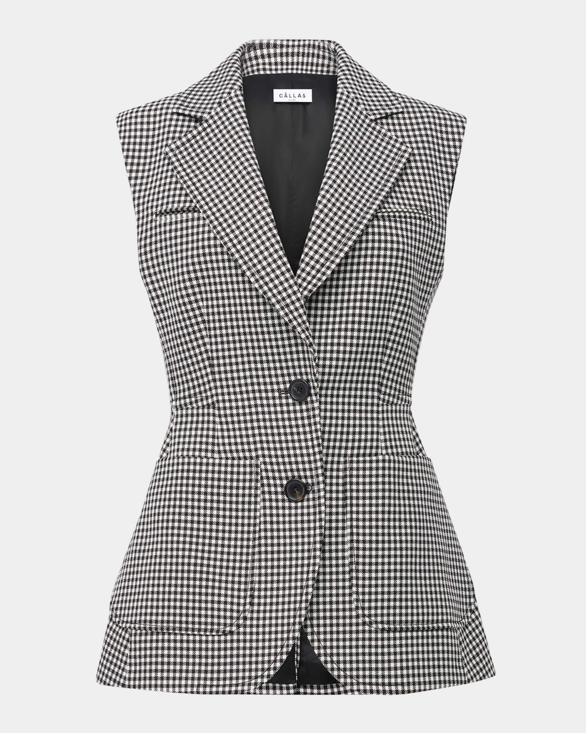 Thandie Check-Print Virgin Wool Vest