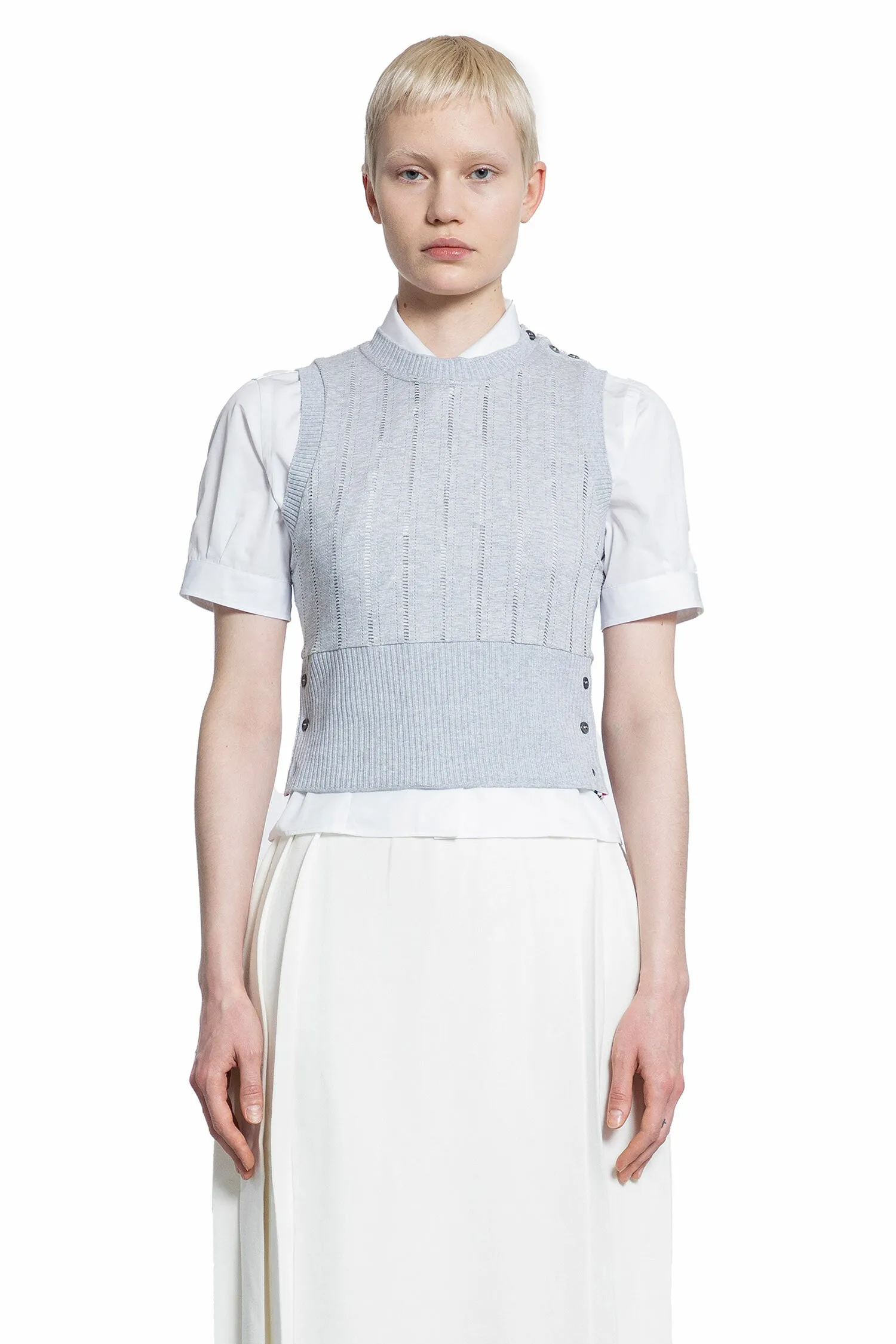 thom browne pointelle knit vest