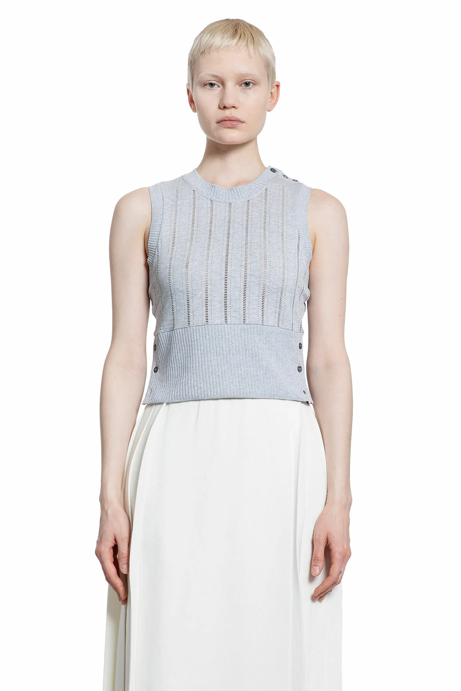 thom browne pointelle knit vest