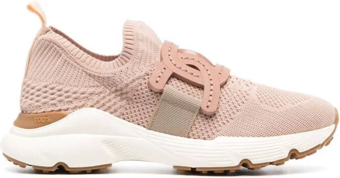 Tod's chain-embellished woven sneakers Pink