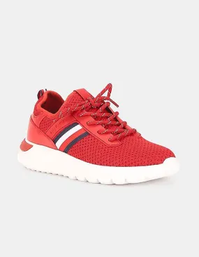 Tommy Hilfiger Women Red Brand Panel Mesh Low Top Sneakers