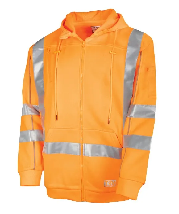 TRU WORKWEAR Fleece Hoodie Jacket SP Orange with Reflective Tape - NSW Rail