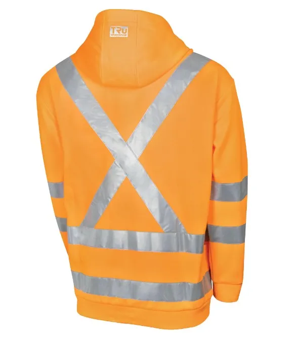 TRU WORKWEAR Fleece Hoodie Jacket SP Orange with Reflective Tape - NSW Rail