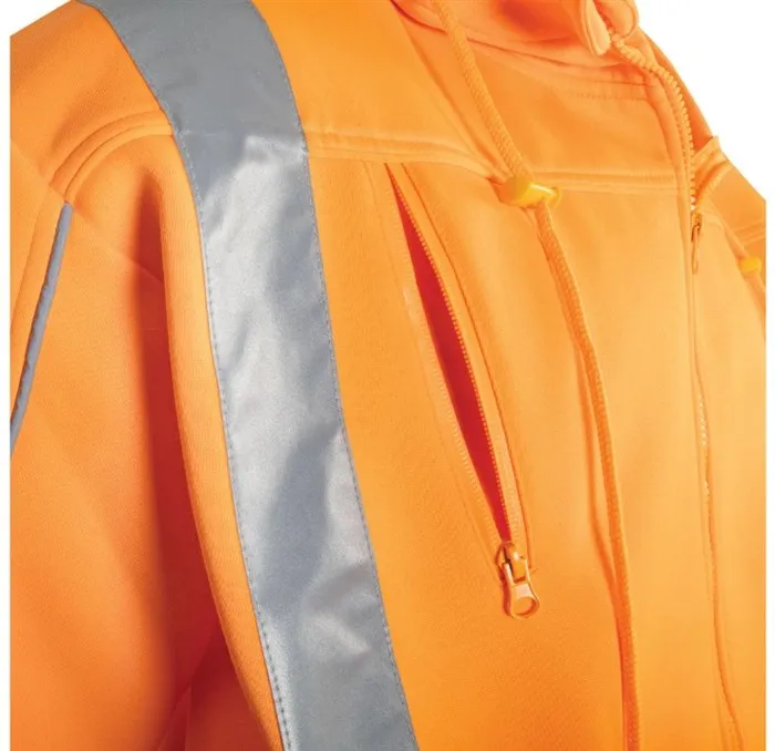 TRU WORKWEAR Fleece Hoodie Jacket SP Orange with Reflective Tape - NSW Rail