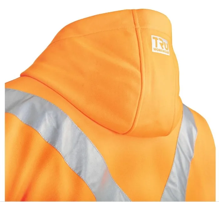 TRU WORKWEAR Fleece Hoodie Jacket SP Orange with Reflective Tape - NSW Rail