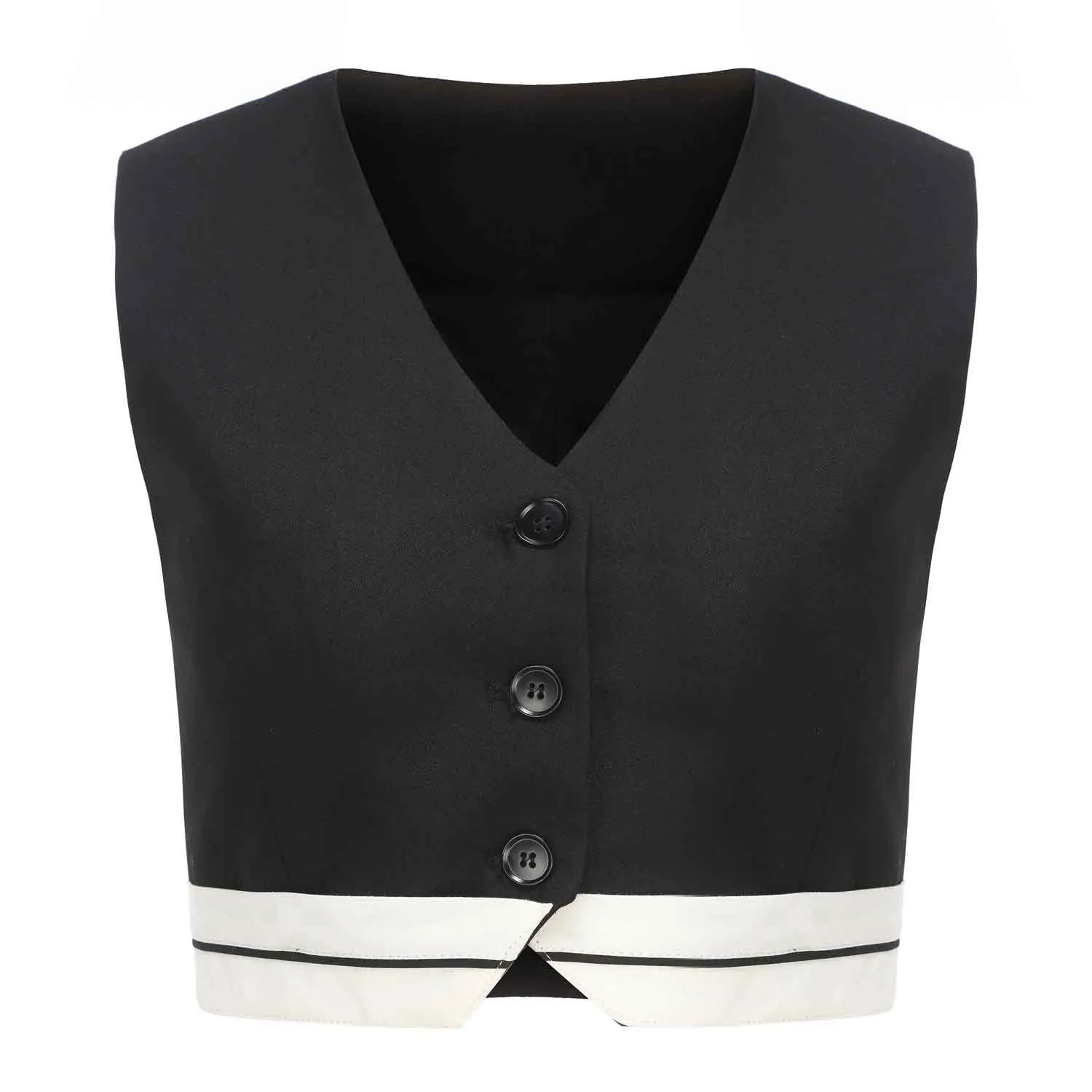 Vest With White Edges In Black-