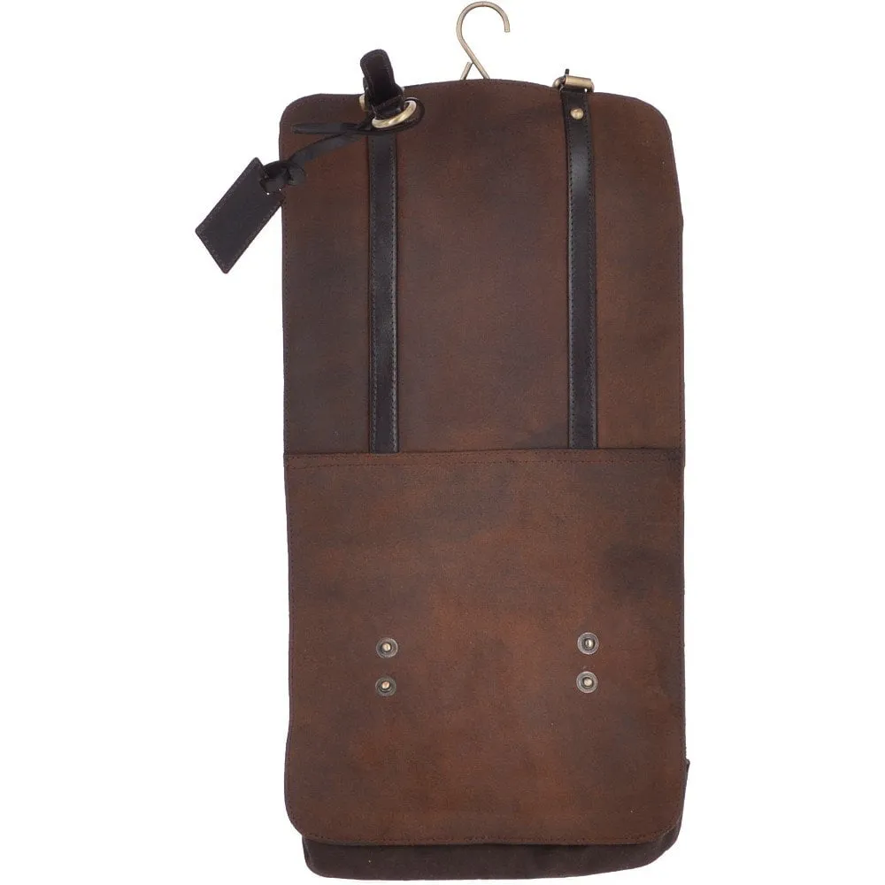 Vintage Oily Hanging Leather Wash Bag Brown : Liam WB