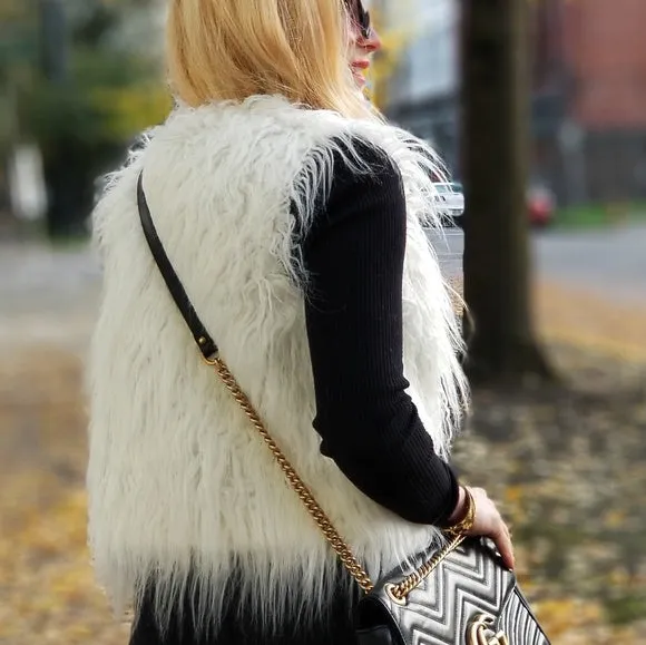 White Faux Fur Vest