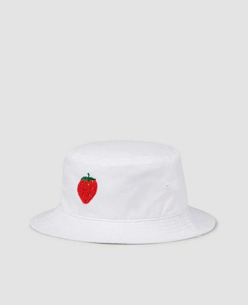 Wimbledon Strawberry Bucket Hat - White