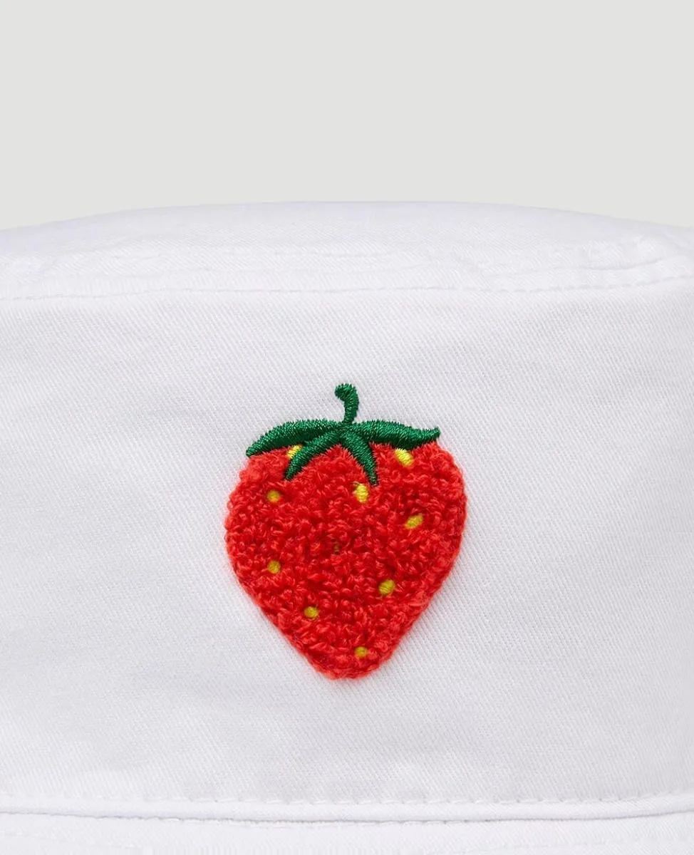 Wimbledon Strawberry Bucket Hat - White