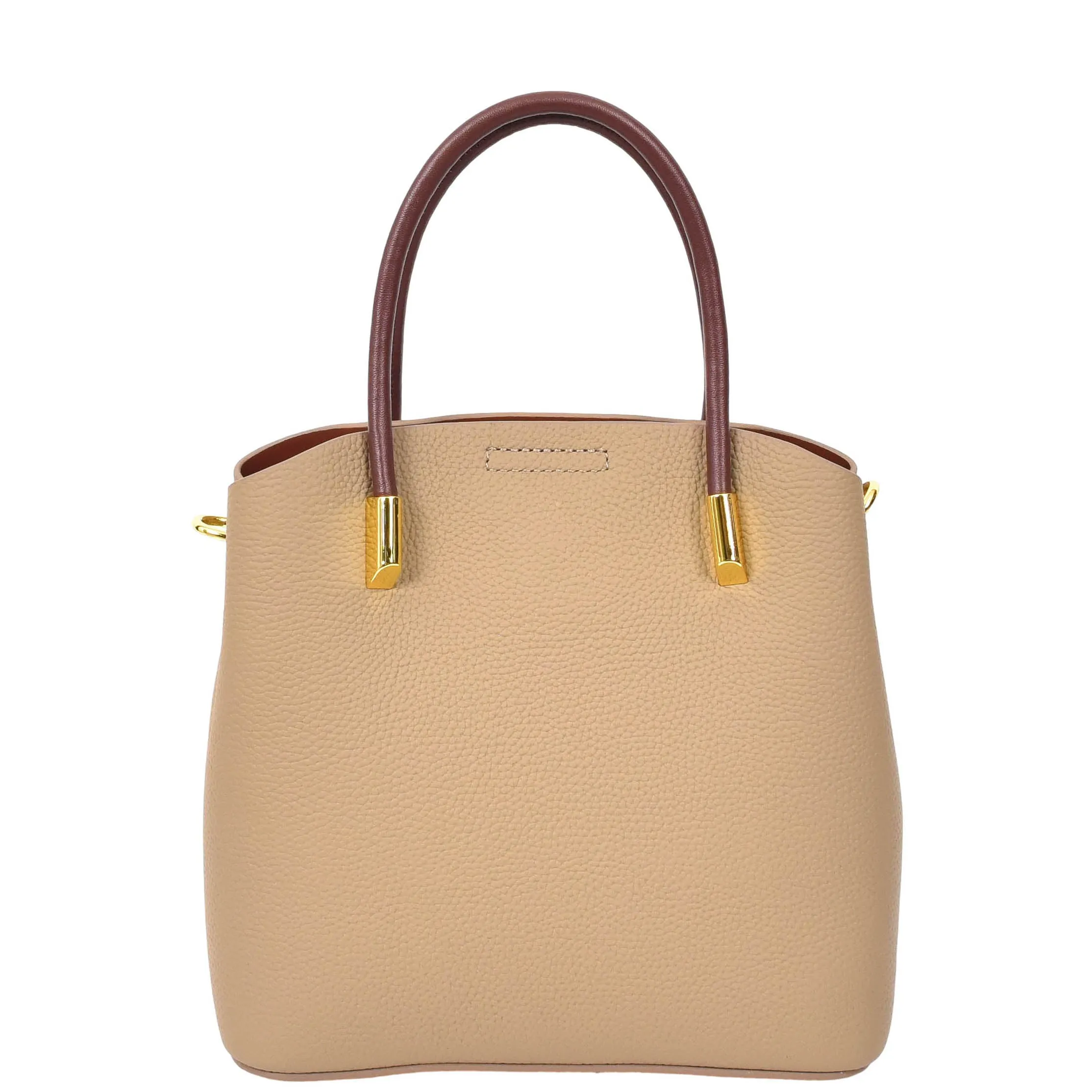 Womens Leather Top Handle Bag Ella Beige