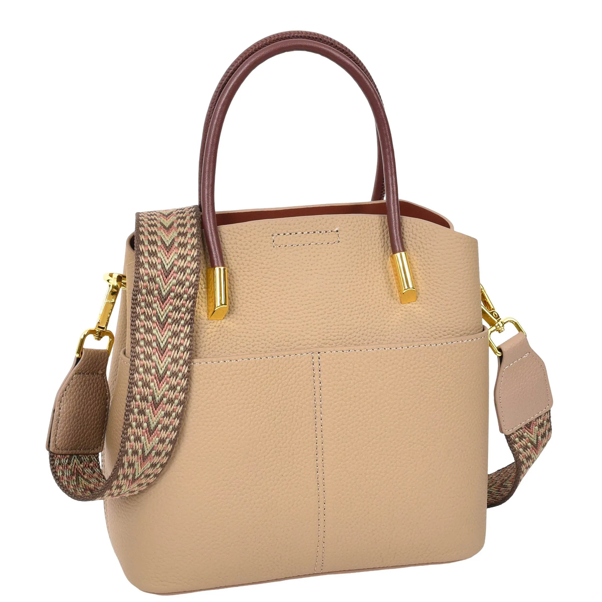 Womens Leather Top Handle Bag Ella Beige