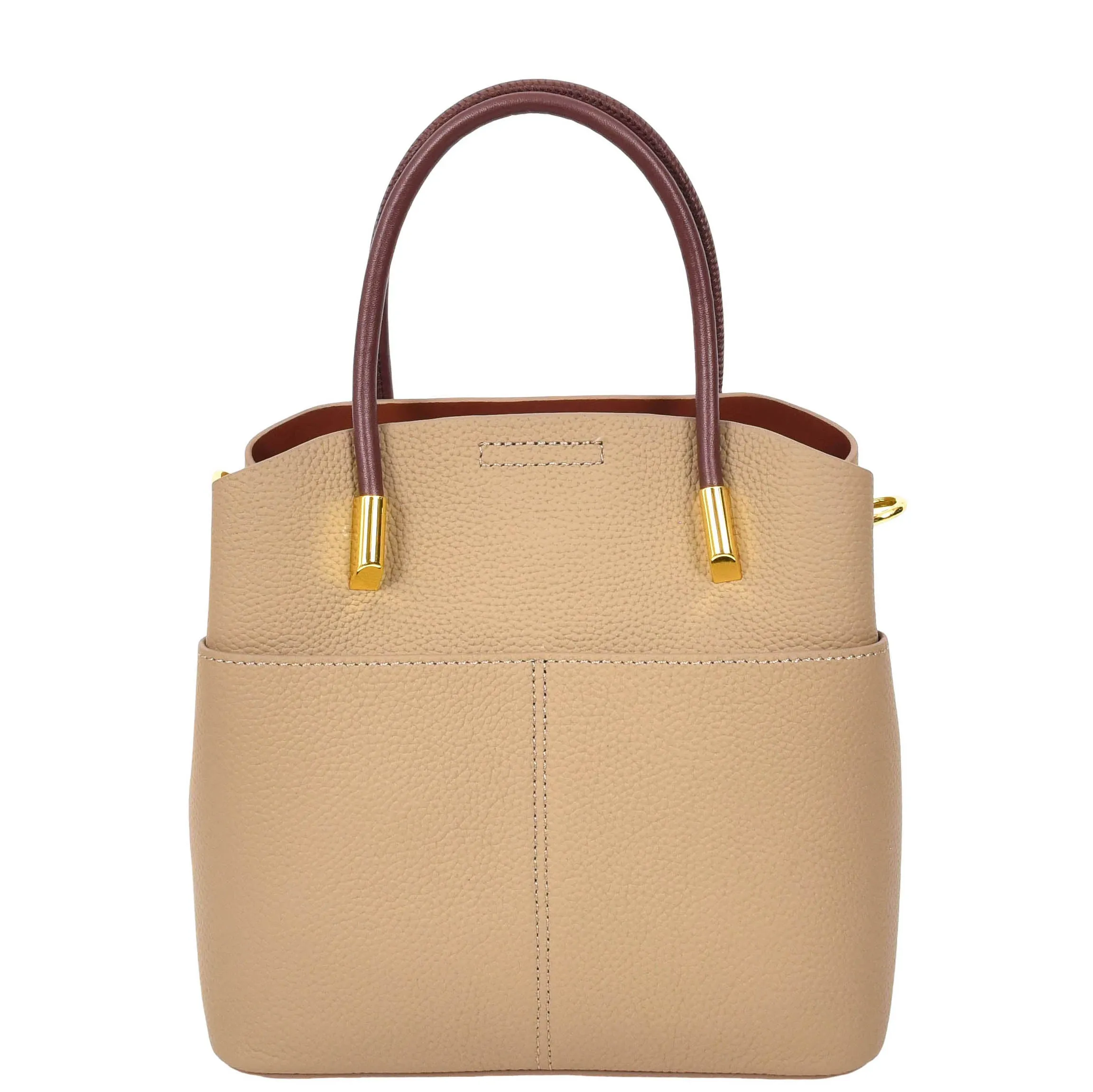 Womens Leather Top Handle Bag Ella Beige