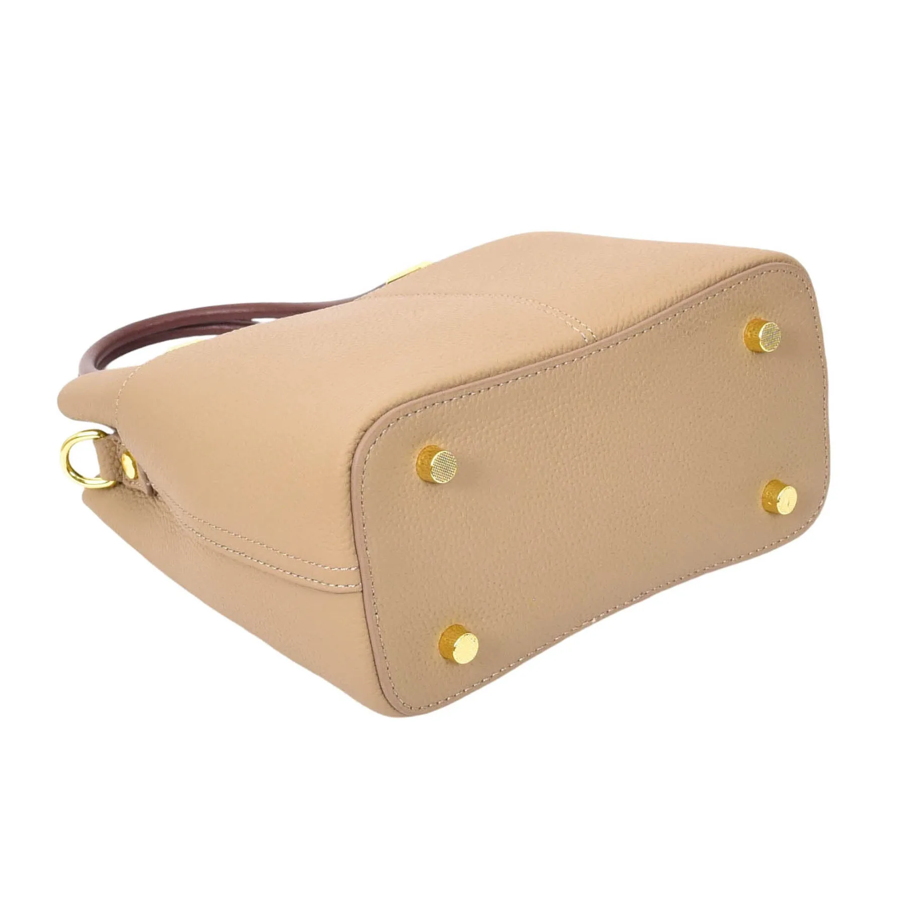 Womens Leather Top Handle Bag Ella Beige